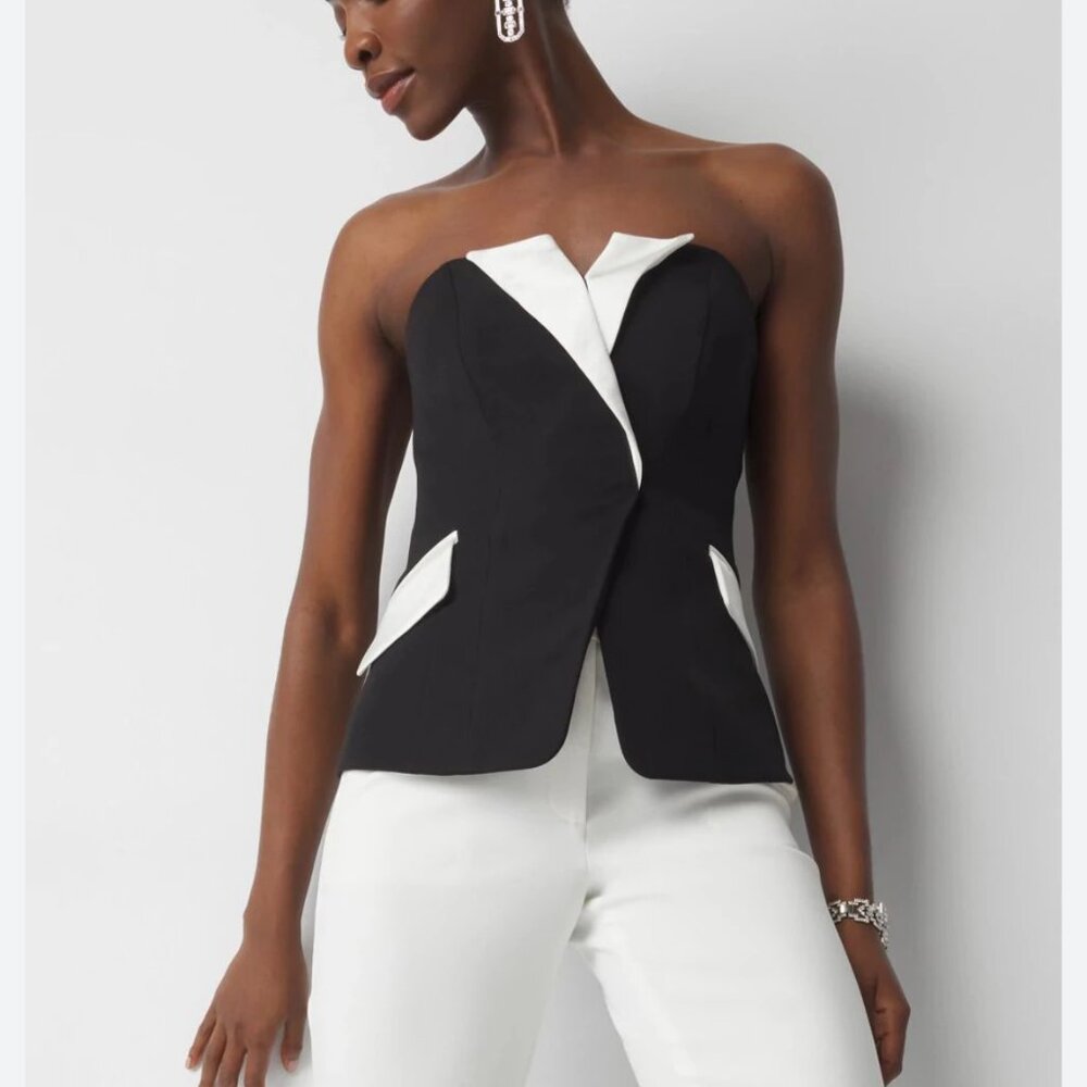 nwt white house black market tuxedo bustier $120